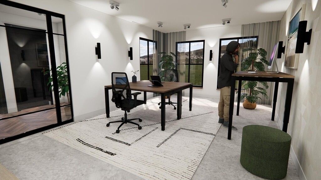 Zit-sta-bureau-4-poots-sfeer.jpg Zit sta bureau Flex 4-poots elektrisch