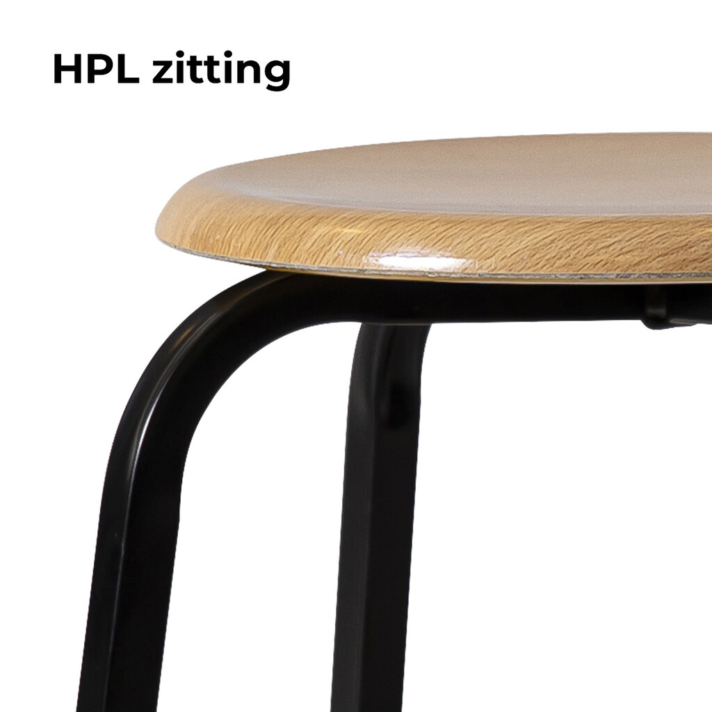 Tabouret kruk W15 met houten zitting