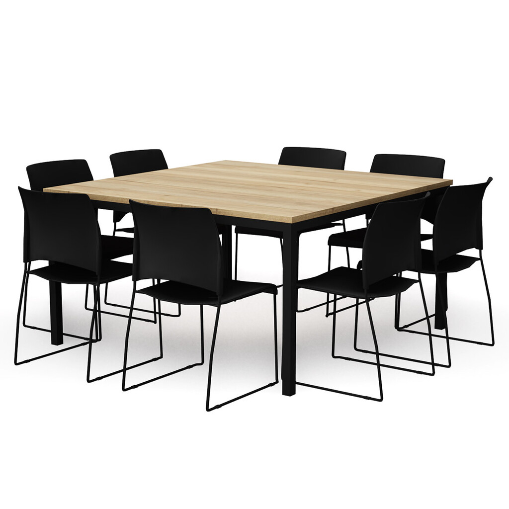 Kantineopstelling Standaard 140x140 incl. 8 Sting stoelen