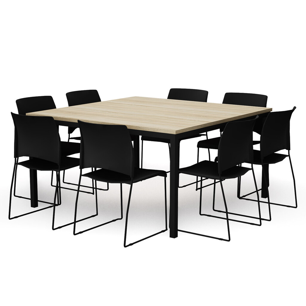 Kantineopstelling Standaard 140x140 incl. 8 Sting stoelen